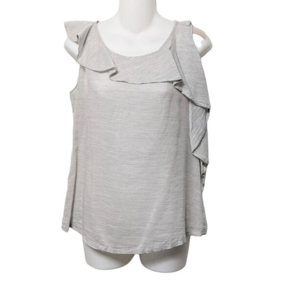 PEACE OF MIND Ruffle Sleeveless Tencel Wool Top M - Picture 1 of 6